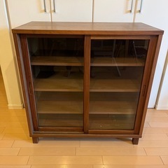 12/14まで引取り】MUJI 無印良品 キャビネット ガラス引き戸