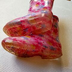 16cm　ピンク花柄　長靴の画像