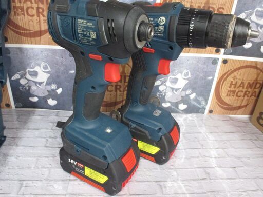 ボッシュ BOSCH GDR18V/GSB18V インパクトドライバセット バッテリ18V 4.0Ah二個/充電器付き 【ハンズクラフ