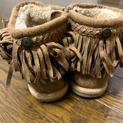 ブーツ ブラウン　フリンジブーツ　モカシン　ショートブーツ　の画像