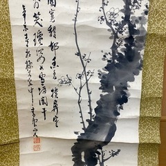 梅の花 水墨画 掛軸　真作　作者不明　蔵から物　コレクション　インテリア　飾物の画像
