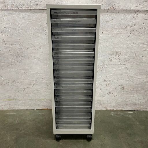 レターケース クリスタルトレー キャビネット オフィス家具 事務用品 18段 A4サイズ キャスター付き ② Y0533