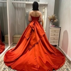 オレンジドレス  ウエディングドレス  カラードレス      結婚式　二次会　パニエあり
の画像