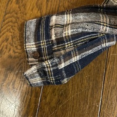 ワンピース 長袖 女の子 子供服　チェック　 ネイビー　シャツワンピ　110cm の画像