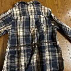 ワンピース 長袖 女の子 子供服　チェック　 ネイビー　シャツワンピ　110cm の画像