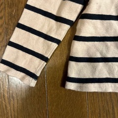 ボーダー 長袖 カットソー　longTシャツ　ロンT トップス　devirock キッズ　リボン　胸元リボンの画像