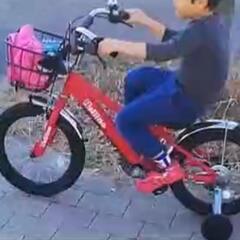 16インチ　子供用自転車　スタンドと補助輪ありの画像