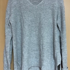 新品　ALPHACUBIC 長袖　グレー　セーター　Vネック　レ...