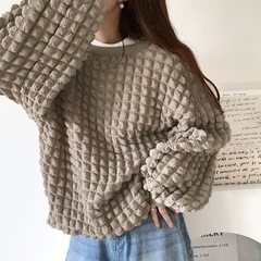 体型カバー◎ ぽこぽこ 2way ルーズガーディガン モカLの画像