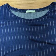 ネイビー ストライプ 長袖ワンピース Sサイズの画像