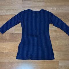 ネイビー ストライプ 長袖ワンピース Sサイズの画像