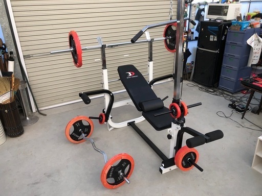 【ホームジム】BODY DESIGN ハイパーマルチベンチ ウエイト合計70kg バーベル2本付き