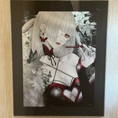 皐月恵　白蛇と白百合　版画の画像