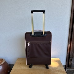 機内持ち込み可サイズ　国内2泊くらいピンク×ブラウン　可愛いスーツケースの画像
