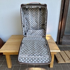 機内持ち込み可サイズ　国内2泊くらいピンク×ブラウン　可愛いスーツケースの画像