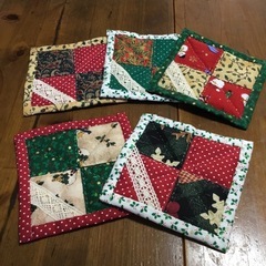 クリスマスコースター　　ハンドメイドの画像