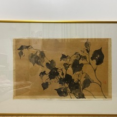 真作　水墨画 植物の絵 和紙　澄江　骨董品