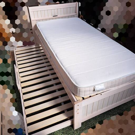 【福岡市内近郊限定】親子ベッド　シングルサイズ　マットレス1枚セット　スライドベッド【配送料込み】