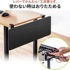 机拡張 デスクエクステンダー アームレスト リストレスト 折りたたみ式 サンワダイレクト サンワサプライ デスク 拡張 机 延長 後付け 折り畳み クランプ固定 【天板：幅70×奥行25cm】 ブラック 100-KB014BKの画像
