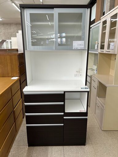 ★ジモティ割あり★ NITORI レンジボード ダークブラウン H200×D50.5×W89.5 クリーニング済み TJ9911