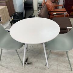 LOWYA ロウヤ ダイニングテーブルセット 2人用 3点セット 丸テーブル 省スペース 一人暮らし 白 ホワイト ミントの画像