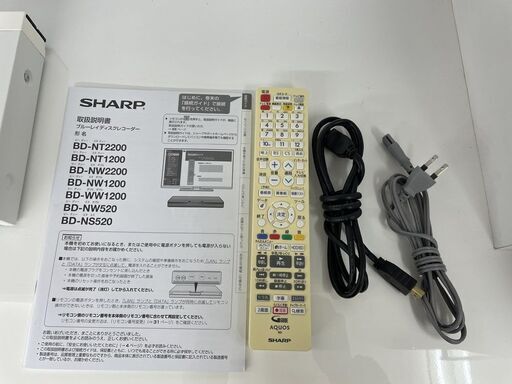 SHARP 1TB ブルーレイレコーダー 2018年製 BD-WW1200 リモコン付き