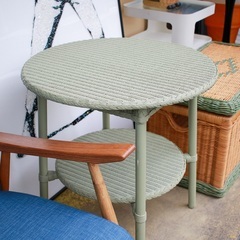 【池上店】  【7万円】　2点セット　展示品　未使用品　美品　ロイドルーム　Lloyd loom the penny wise ロイドルームテーブル No.7118 side table サイドテーブル　テーブル　リビングテーブル　7118 no イギリス　ペニーワイズ　高級　ガーデン　スタイル　クラフトペーパー　テーブル　イス　椅子　セットの画像