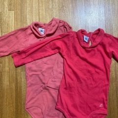 プチバトー襟付き長袖ロンパース２枚セット