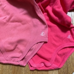 プチバトー襟付き長袖ロンパース２枚セットの画像