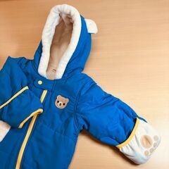 Piccolo ボア耳フード付きカバーオール（ブルー）サイズ80の画像