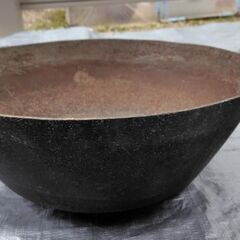 丸底平釜 45cm　木製蓋付き