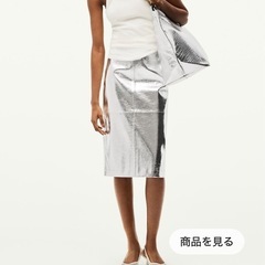 メタリック シルバー タイトスカート新品タグ付き 合皮レザー H&M