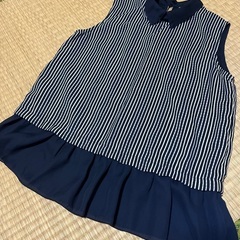 ★アフリカタロウ　ブラウス　フリーサイズ　ネイビー　ストライプ　...