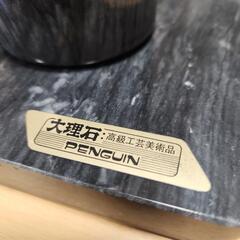 【新品 未使用】 ペンギン 最高級 工芸美術品 大理石 灰皿 ライター 物入れ トレー 4点 喫煙具セット 黒 グレー の画像