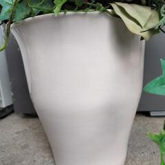 植木鉢　造花付き　陶器