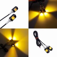 汎用 2個 12V LED ミニ ウインカー 超小型 オートバイ 極小 アンバーの画像