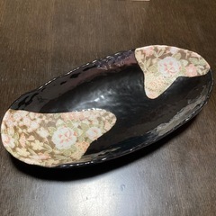 【新品未使用】加賀友禅　清々窯　組盛鉢　2枚セット　黒&赤　着物柄　桜　の画像