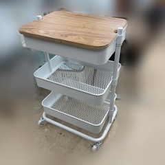 【中古】IKEA ３段ワゴンロースコグ　キッチンワゴン　ワゴン　...