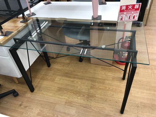 ★ジモティ割あり★  ガラスデスク ブラック H73×W120×D60 クリーニング済み KJ7045
