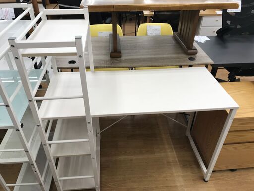 ★ジモティ割あり★  棚付きデスク ホワイト H115×W110×D48 クリーニング済み KJ7047