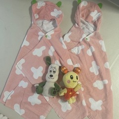 オフロスキー湯上がりタオル2枚セット　わんわんぬいぐるみ　うーた...