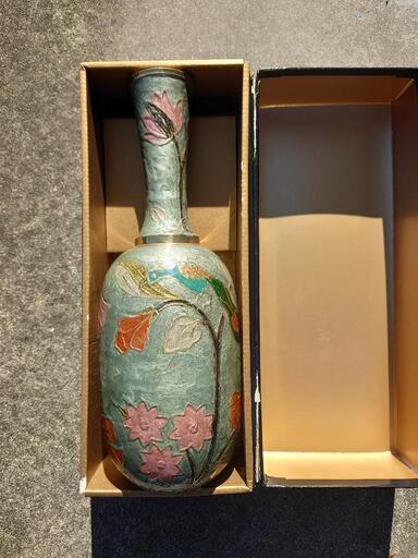 日進市発　インド製　真鍮製　彩色花瓶 花瓶 花器 オブジェ 壷