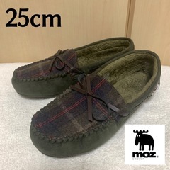 MOZ モカシンシューズ 25cm 3E モスグリーン カーキ ...