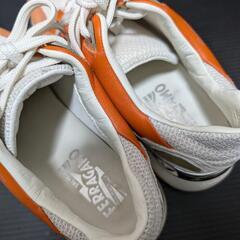 🟥フェラガモ/レディース オレンジ×ホワイトメッシュスニーカーの画像