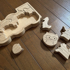 木製パズル（汽車、動物）知育玩具の画像