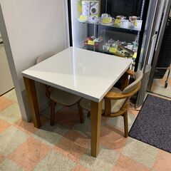 ★ジモティ割引あり★ダイニングテーブルセット2人用 ニトリ 白/...