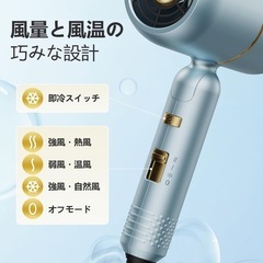 速乾　ヘアドライヤー 1500W 高濃度マイナスイオン 3段階温度調節 の画像