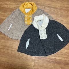 【Anna Nicola】ポンチョ　茶色×黄＆濃灰色×白　上着2...