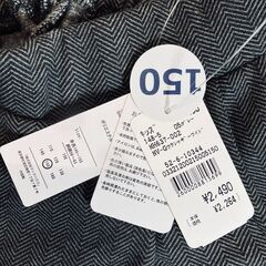 NAVY（Mac-House）温℃ 裏シャギーワイドパンツ キッズ（グレー×チェック）サイズ：150（未使用品）の画像