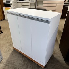 ①【超美品‼️】扉付き 90cm幅キャビネット シューズボックス...